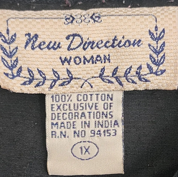 New Direction Vintage 90 Black Butterfly/Floral Embroidered Women's Jacket Sz 1X - Picture 10 of 10